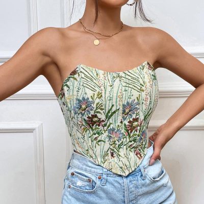 Hauts | Femme Haut bustier raccourci en tissu à imprimé fleuri Lena Femme Femme